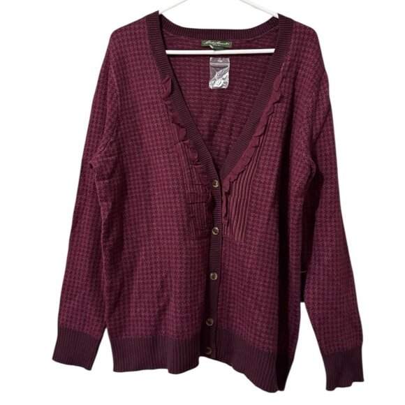 Eddie Bauer Sweaters - Eddie Bauer Women Size TXXL Cardigan Sweater Button Down Ruffles Long NWOT VTG